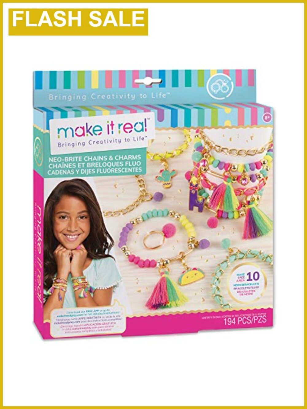 DIY Charm Bracelet Making Kit 195 Pieces Cord Tassel Beads Play Tray